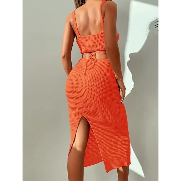 *Isadora Knitted Cover Up Top With Skirt Set - Picture 2 of 8